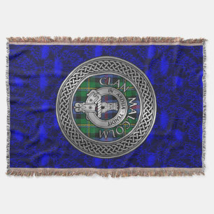 Clan Malcolm Crest & Tartan Knot Throw Blanket