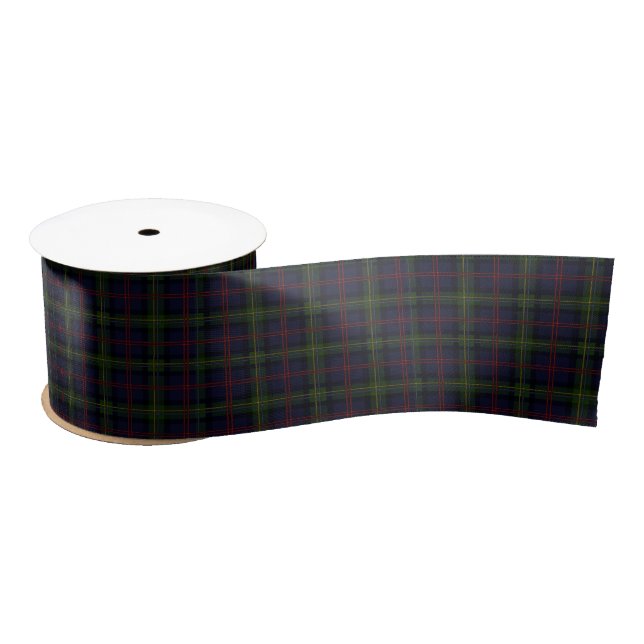 Clan Malcolm Plaid Tartan Green Purple Black Check Satin Ribbon (Spool)