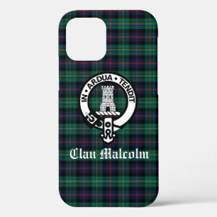 Clan Malcolm Tartan and Crest iPhone 12 Case