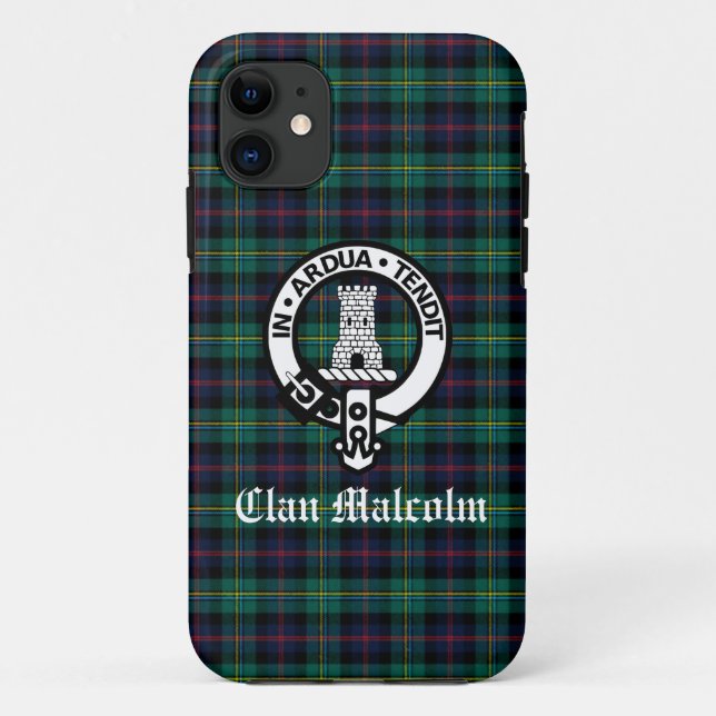 Clan Malcolm Tartan and Crest Case-Mate iPhone Case (Back)