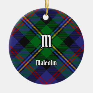 Clan Malcolm Tartan Ceramic Tree Decoration