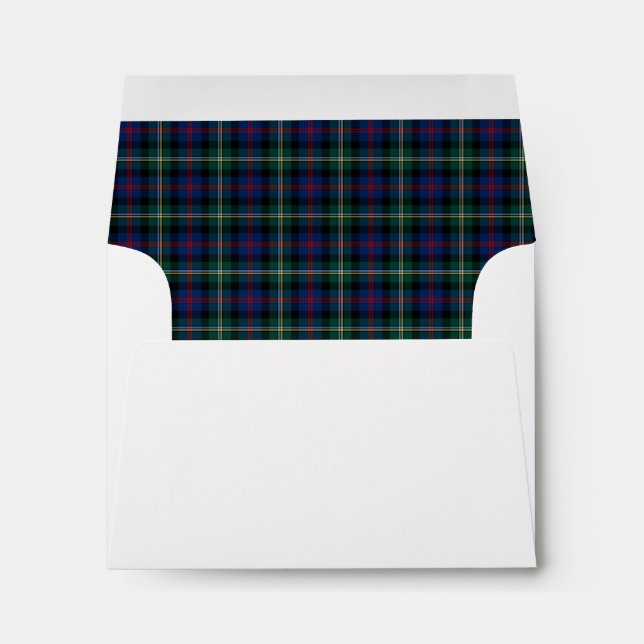 Clan Malcolm Tartan Dark Blue and Green Plaid Envelope (Back (Bottom))