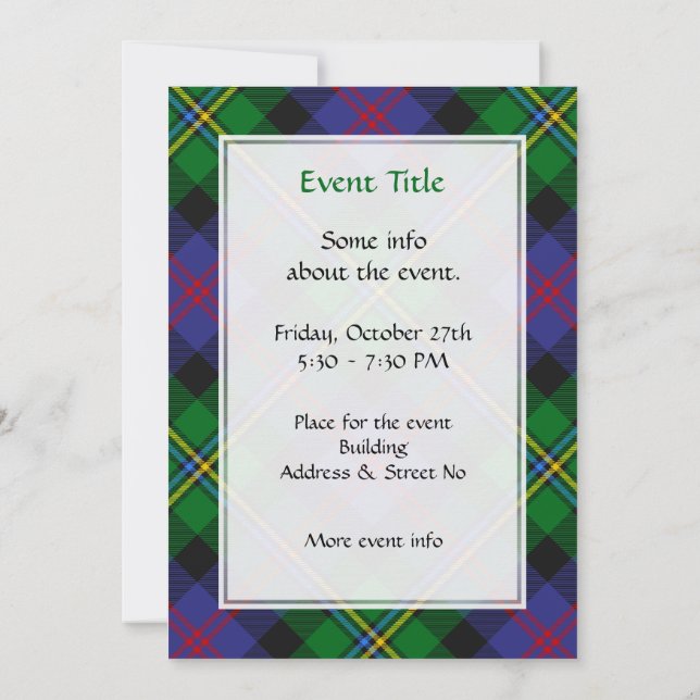 Clan Malcolm Tartan Invitation (Back)