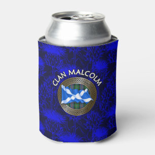 Clan Malcolm Tartan Knot & Flag Can Cooler
