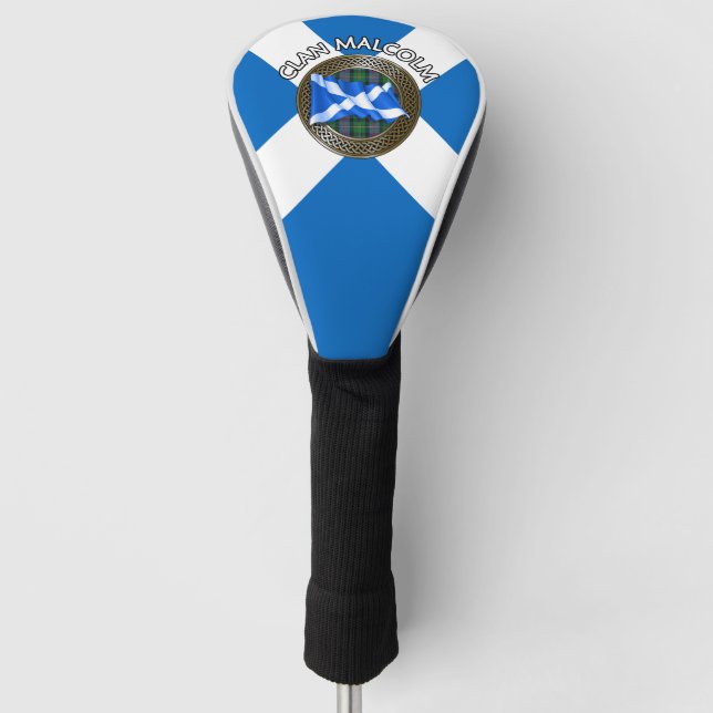 Clan Malcolm Tartan Knot & Flag Golf Head Cover (Front)