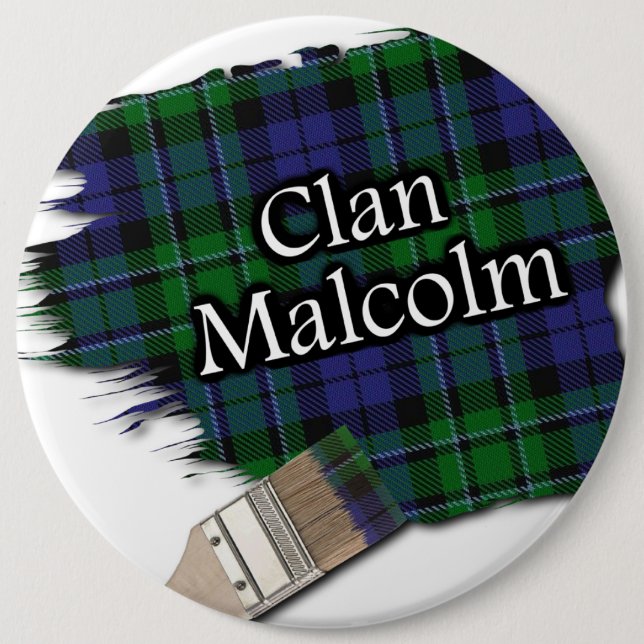 Clan Malcolm Tartan Paint Brush 6 Cm Round Badge (Front)