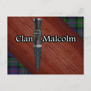 Clan Malcolm Tartan Sgian Dubh Blade Postcard