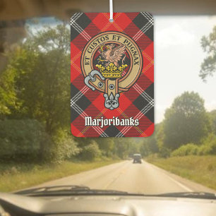 Clan Marjoribanks Crest over Tartan Car Air Freshener