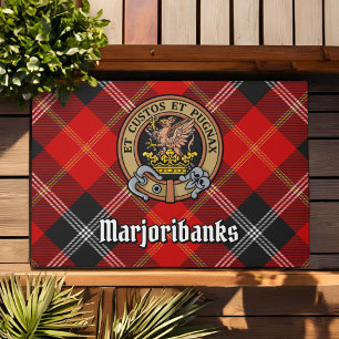 Clan Marjoribanks Crest over Tartan Doormat