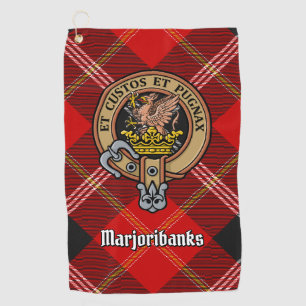 Clan Marjoribanks Crest over Tartan Golf Towel