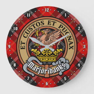 Clan Marjoribanks Crest over Tartan Large Clock