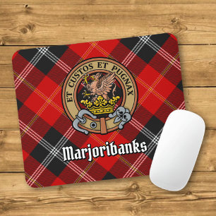 Clan Marjoribanks Crest over Tartan Mouse Mat