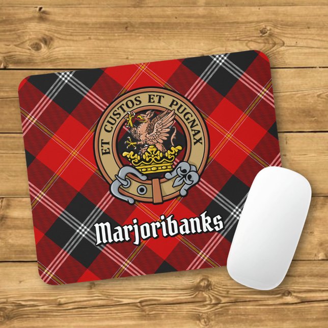 Clan Marjoribanks Crest over Tartan Mouse Mat (Creator Uploaded)