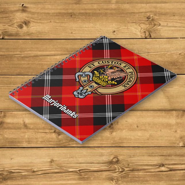 Clan Marjoribanks Crest over Tartan Notebook (Creator Uploaded)