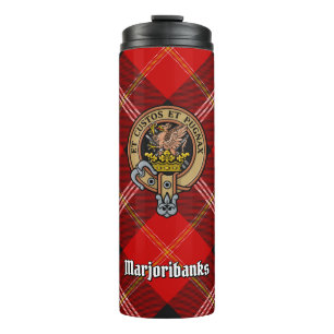 Clan Marjoribanks Crest over Tartan Thermal Tumbler