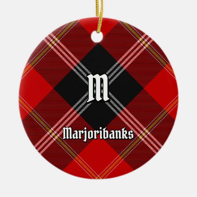 Clan Marjoribanks Tartan Ceramic Tree Decoration (Front)