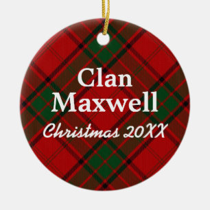 Clan Maxwell Scottish Tartan Ceramic Tree Decoration