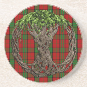 Clan Maxwell Tartan And Celtic Tree Of Life Coaster