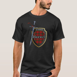 Clan Maxwell Tartan Scottish Shield & Sword T-Shirt
