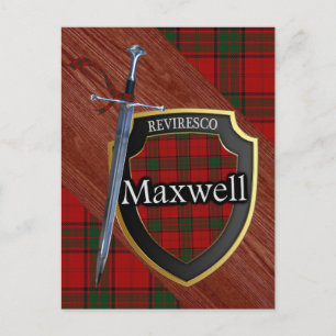 Clan Maxwell Tartan Sword & Shield Postcard