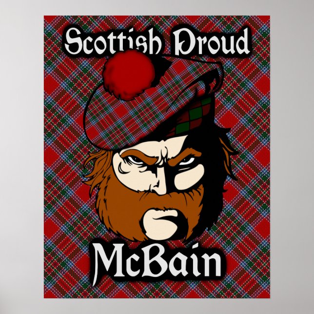 Clan McBain MacBain Scottish Tartan Poster (Front)