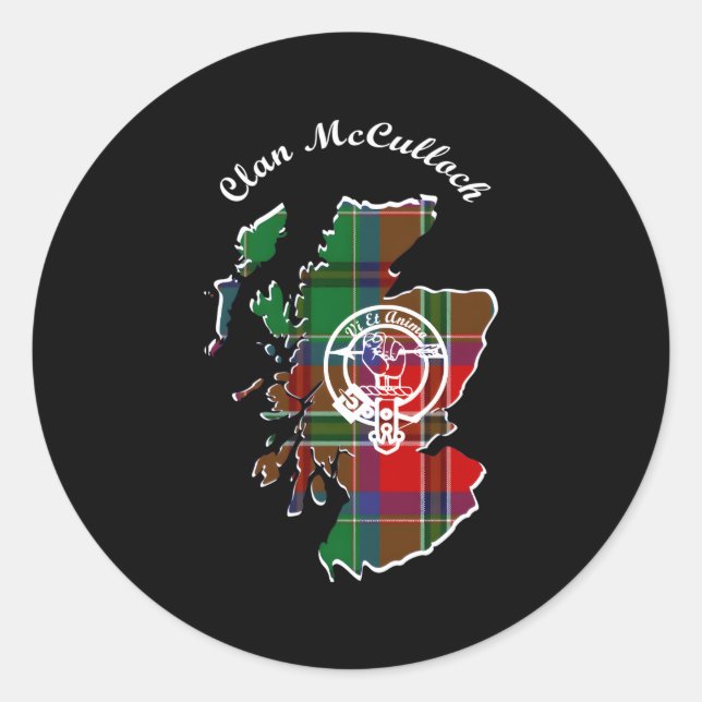 Clan Mcculloch Surname Last Name Scottish Tan Map  Classic Round Sticker (Front)