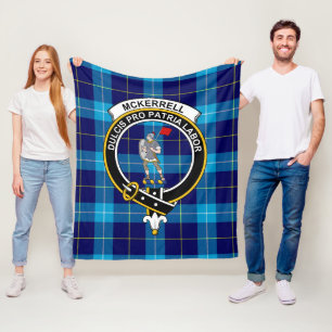 Clan McKerrell Blue Tartan Plaid Fleece Blanket