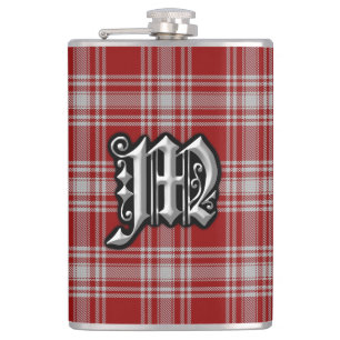 Clan Menzies Red White Tartan Old Scotland Flask