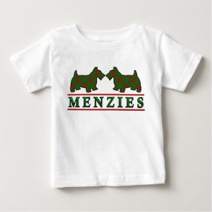 Clan Menzies Scottie Dogs Scottish Clan Tartan Baby T-Shirt