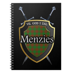 Clan Menzies Tartan Shield & Swords Notebook