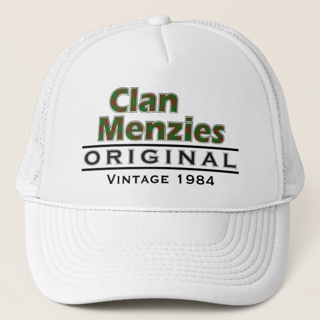 Clan Menzies Vintage Customise Your Birthyear Trucker Hat (Front)