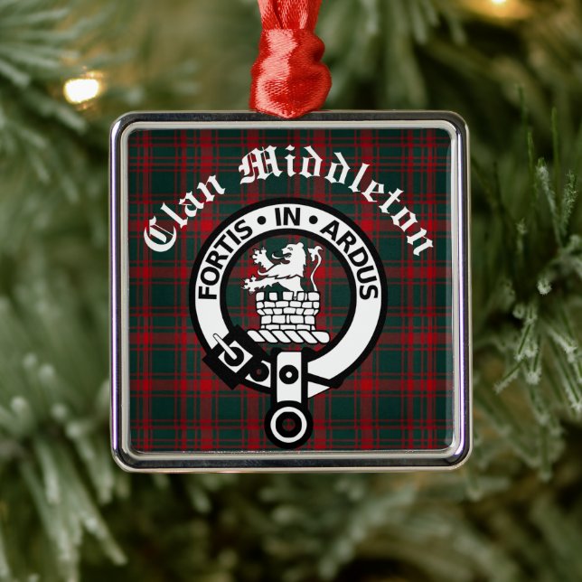Clan Middleton Crest Badge and Tartan  Metal Tree Decoration (Tree)