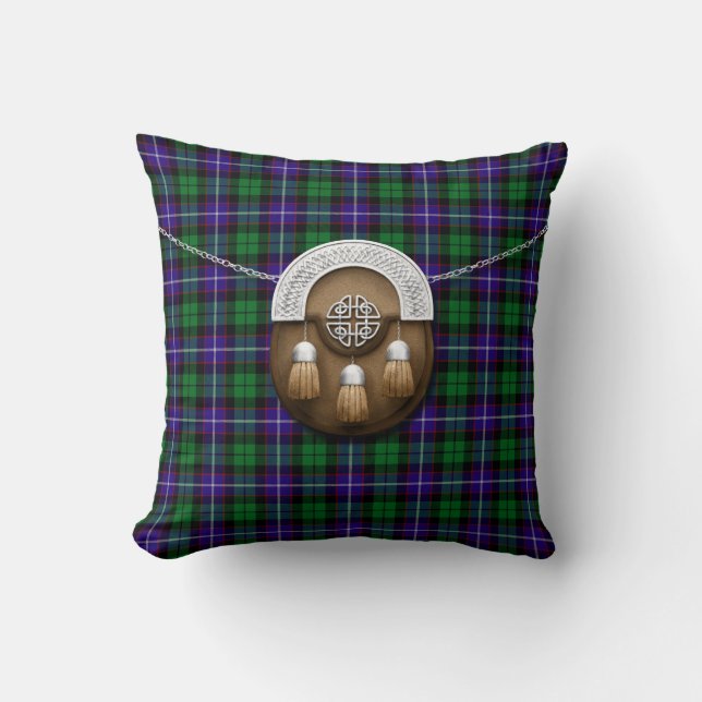 Clan Mitchell Tartan And Sporran Cushion (Front)