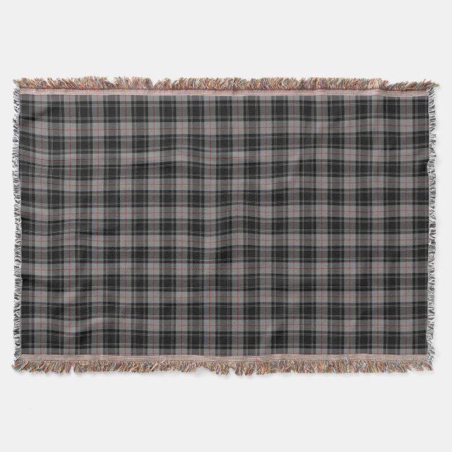 Clan Moffat Tartan Black and Grey Plaid Throw Blanket (Front)