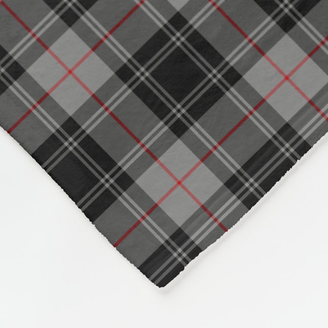 Clan Moffat Tartan Grey and Black Plaid Fleece Blanket (Corner)