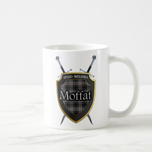 Clan Moffat Tartan Shield and Swords Coffee Mug
