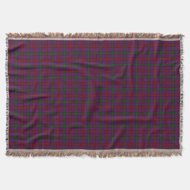 Clan Montgomery Tartan Purple Plaid Throw Blanket (Front)