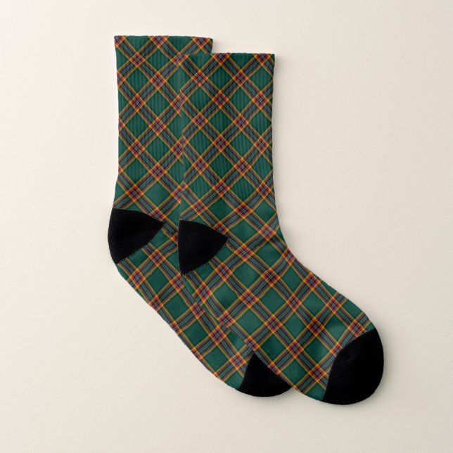 Clan Moran Tartan Green Irish Plaid Socks (Pair)
