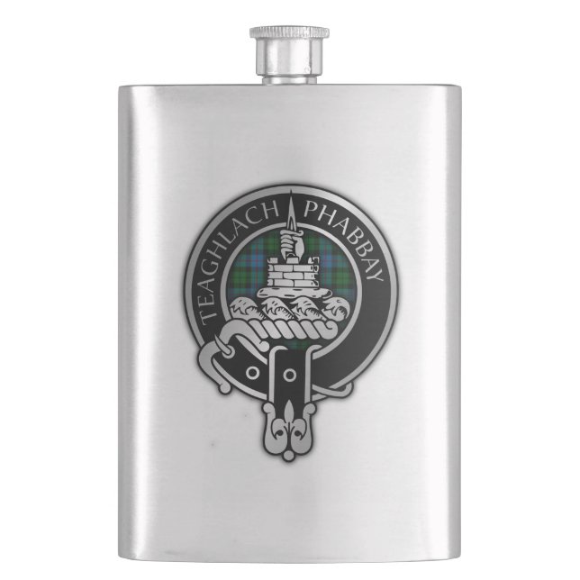 Clan Morrison Crest & Hunting Tartan Flask (Front)