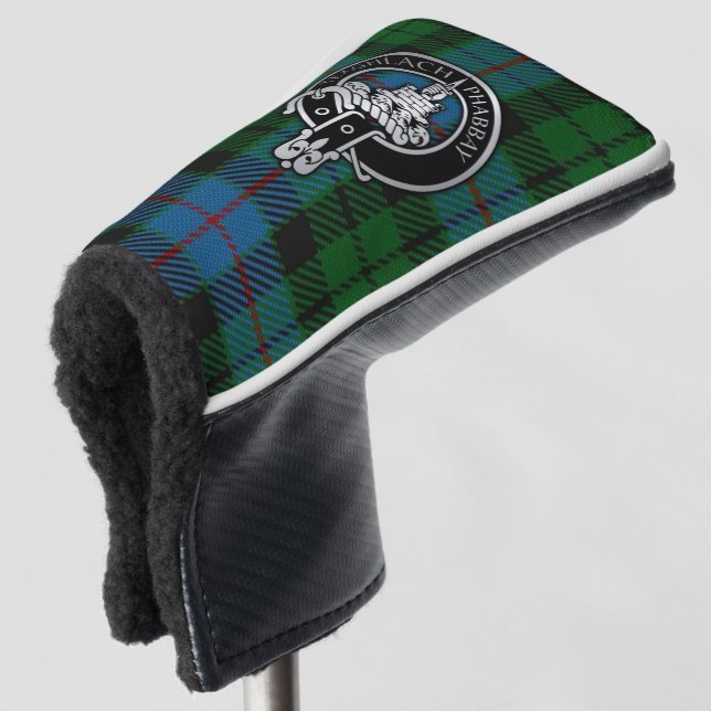 Clan Morrison Crest & Hunting Tartan Golf Head Cover (3/4 Front)