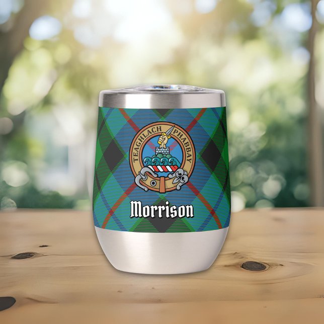 Clan Morrison Crest over Hunting Tartan (Creator Uploaded)