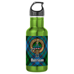 Clan Morrison Crest over Hunting Tartan 532 Ml Water Bottle