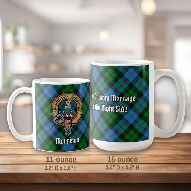 Clan Morrison Crest over Hunting Tartan Coffee Mug (Creator Uploaded)