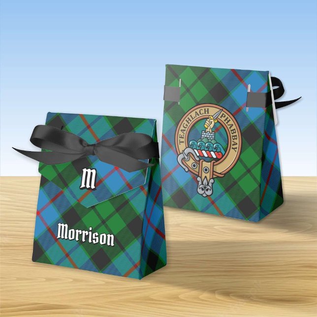 Clan Morrison Crest over Hunting Tartan Favour Box (Creator Uploaded)