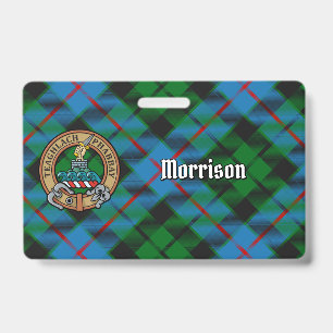 Clan Morrison Crest over Hunting Tartan ID Badge