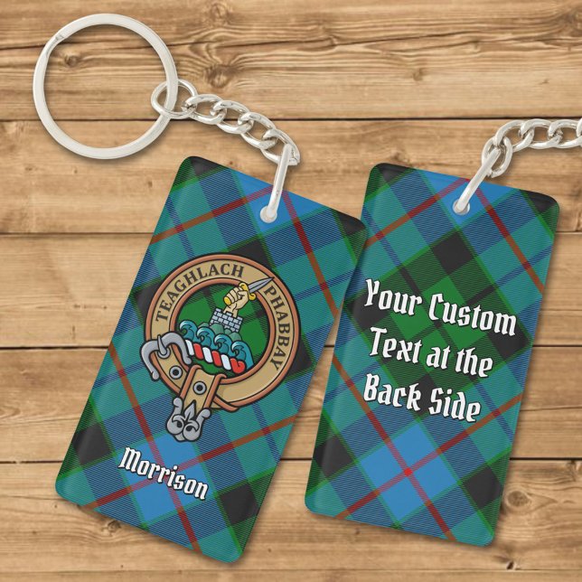Clan Morrison Crest over Hunting Tartan Keychain (Creator Uploaded)