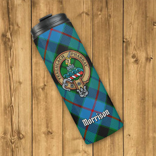 Clan Morrison Crest over Hunting Tartan Thermal Tumbler