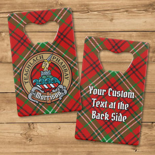 Clan Morrison Crest over Red Tartan