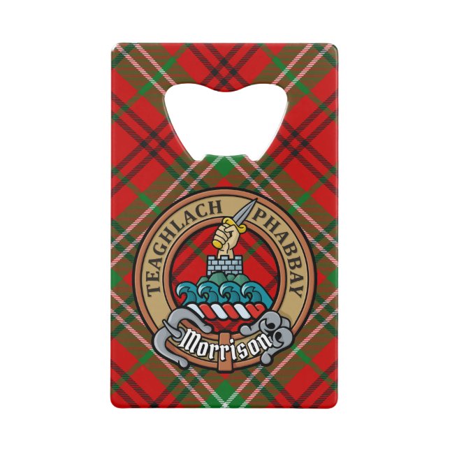 Clan Morrison Crest over Red Tartan (Front)