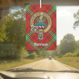 Clan Morrison Crest over Red Tartan Air Freshener